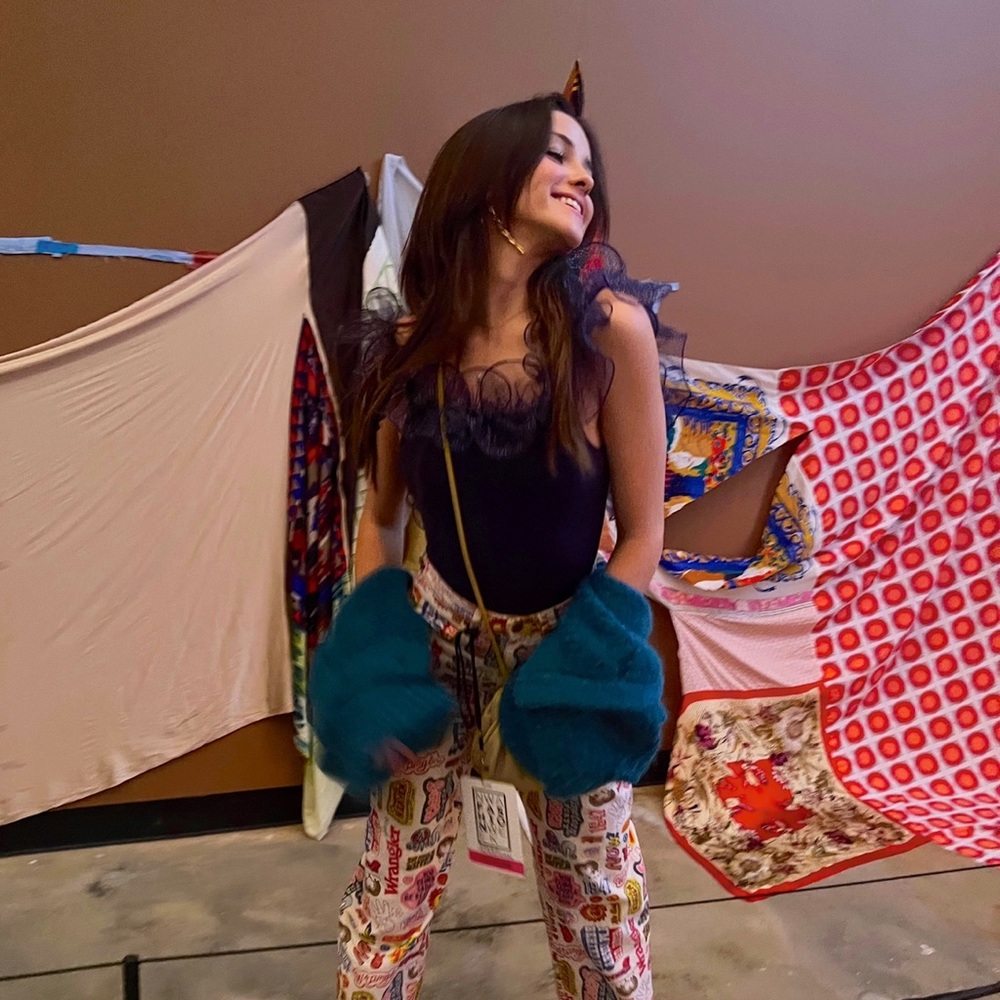 Free People Glitter Ruffle Navy Blue Top